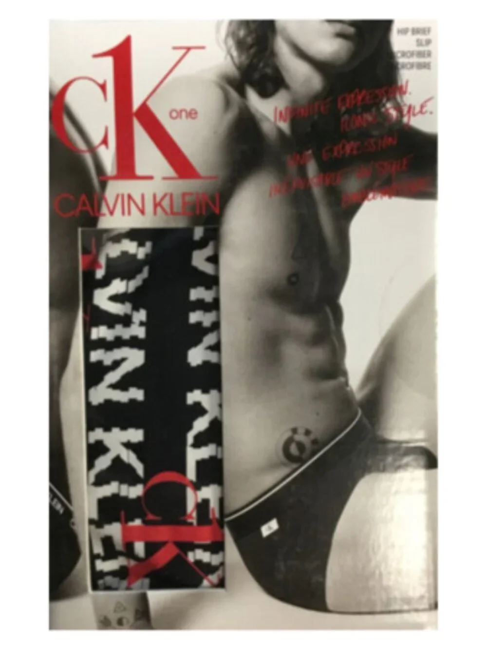 Calvin Klein Men S CK ONE Microfiber Hip Brief Black with White Writing